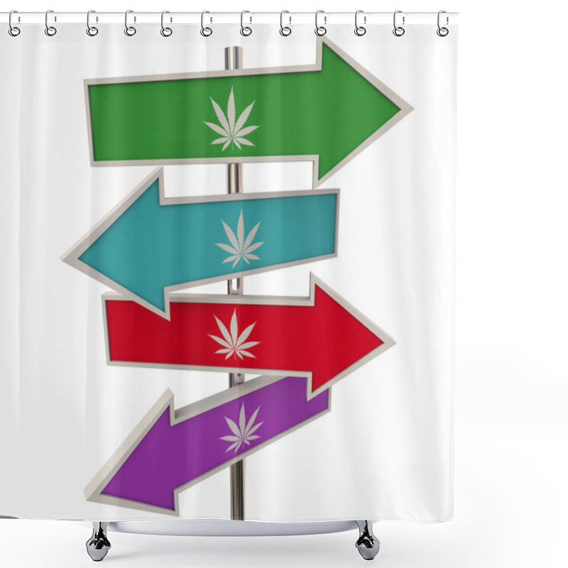 Personality  Pot Marijuana Cannabis Road Signs Arrows Directions Where To Buy 3d Illustration Shower Curtains