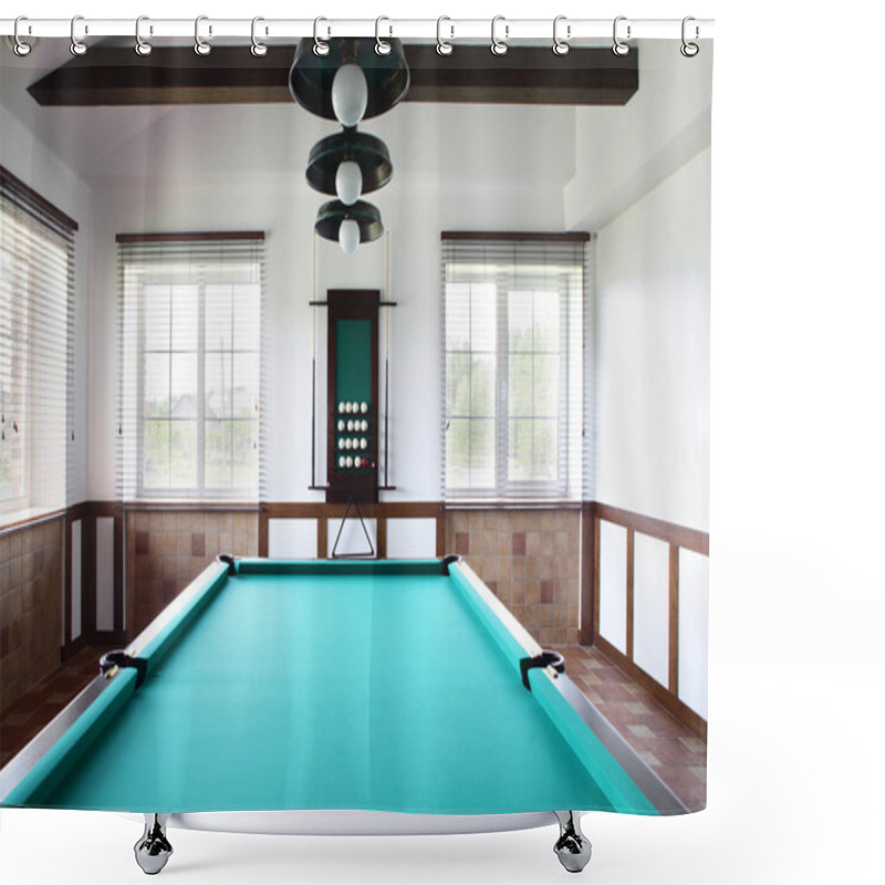 Personality  Interior Of Beautiful And Modern Billiard Shower Curtains