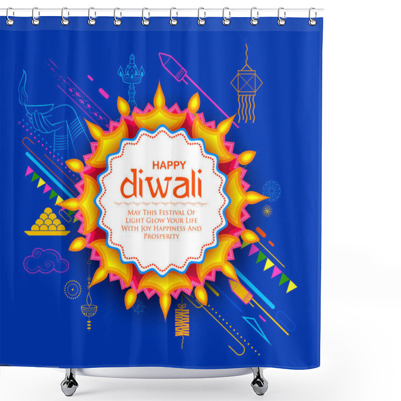 Personality  Burning Diya On Happy Diwali Holiday Background For Light Festival Of India Shower Curtains