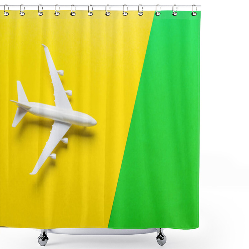 Personality  Miniature Airplane On Colourful Background For Travel Theme Shower Curtains