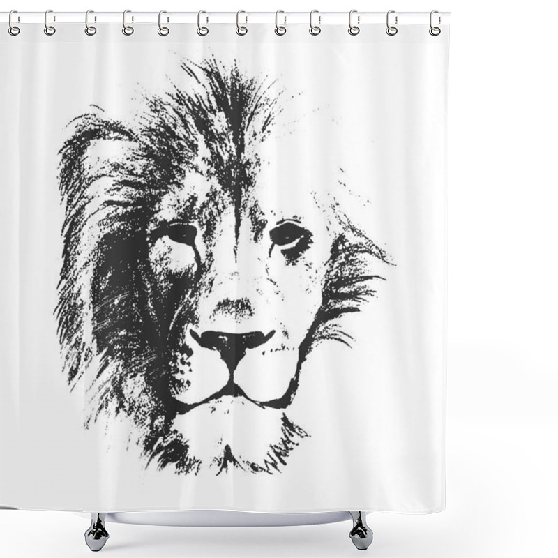 Personality  Lion Head. Hand Drawn. Vector Illustration Shower Curtains