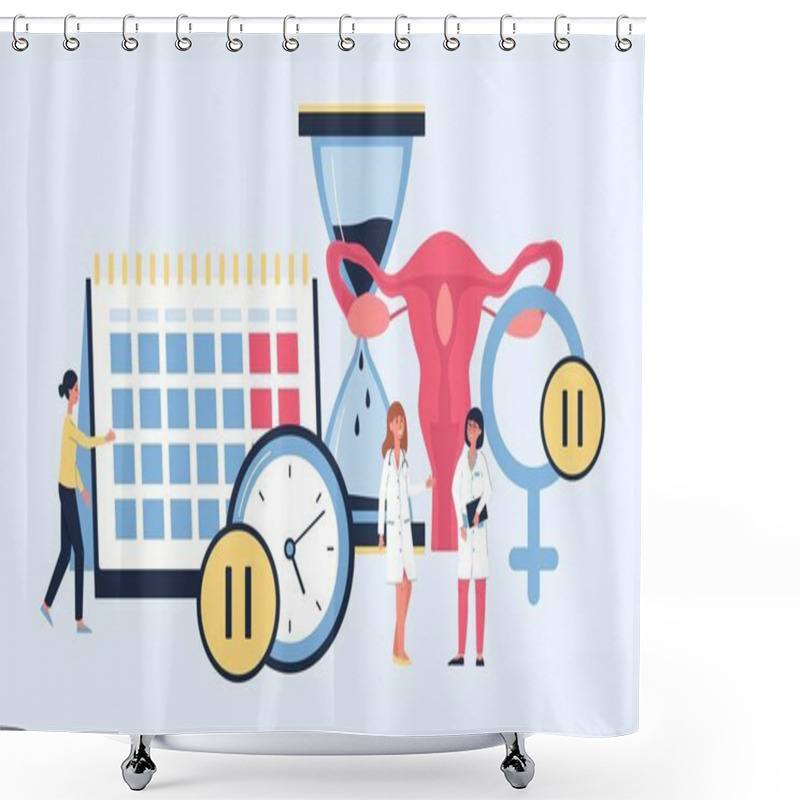 Personality  Hormone Replacement Therapy Banner With Doctors Flat Vector Illustration. Shower Curtains