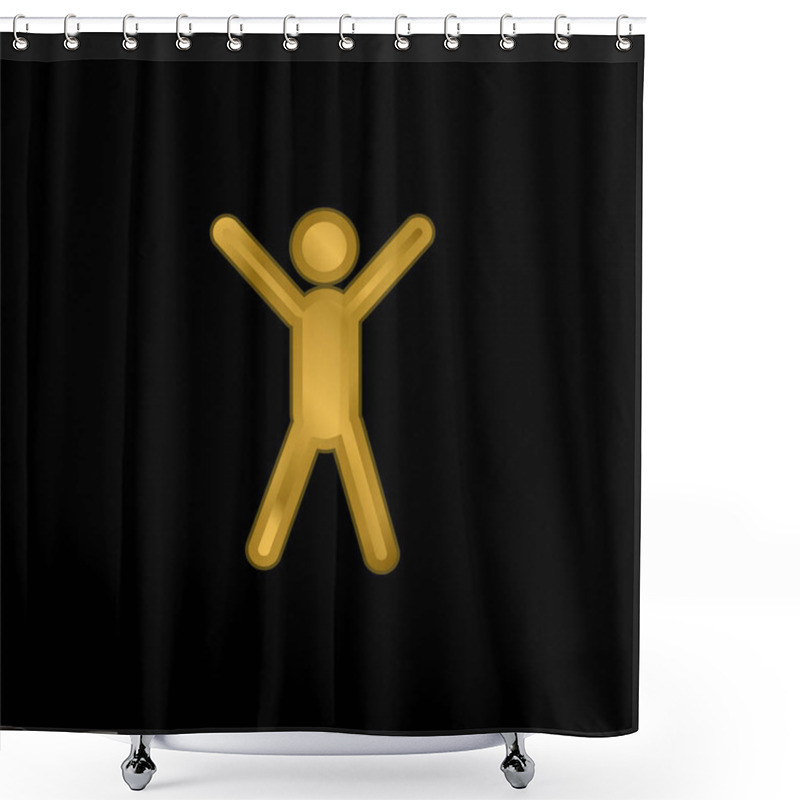 Personality  Arms Up Gold Plated Metalic Icon Or Logo Vector Shower Curtains