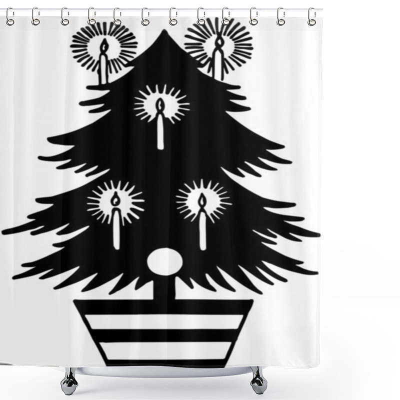 Personality  Christmas Tree With Candles Shower Curtains