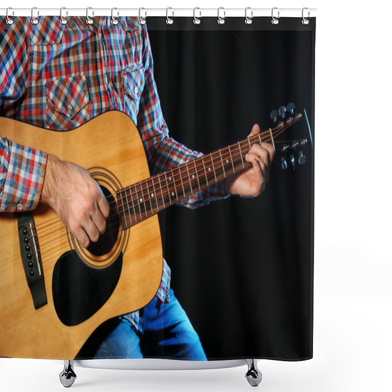 Personality  Young Man Playing On Guitar  Shower Curtains