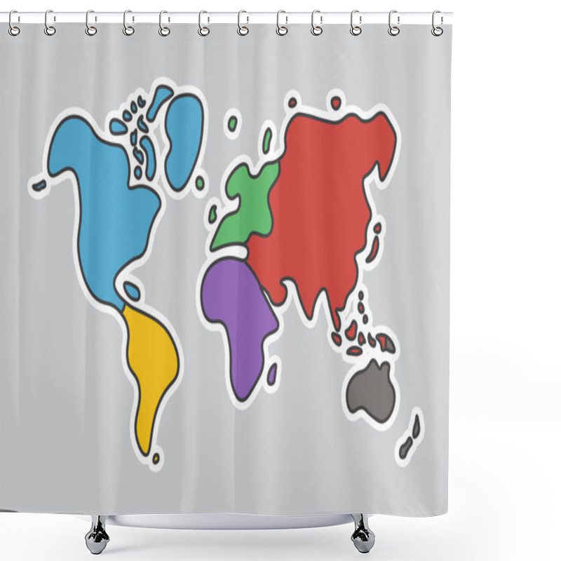 Personality  Doodle Style World Map . Look Like Children Craft Painting . Shower Curtains