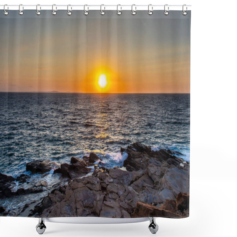 Personality  Sunset Magic: Ain Kanassira Beach's Enchanting Evening In Tunisia Shower Curtains