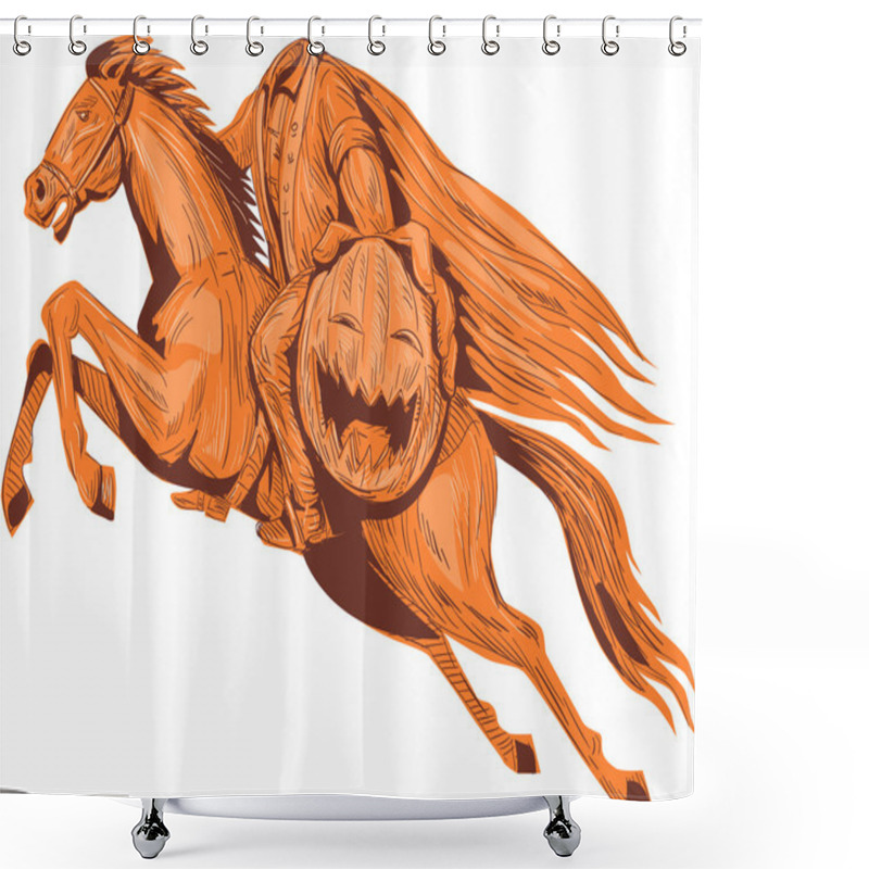 Personality  Headless Horseman Pumpkin Head Drawing Shower Curtains