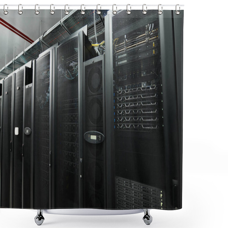 Personality  Advanced Server Room With High-tech Hardware Supporting Cloud Computing Activities. Shower Curtains