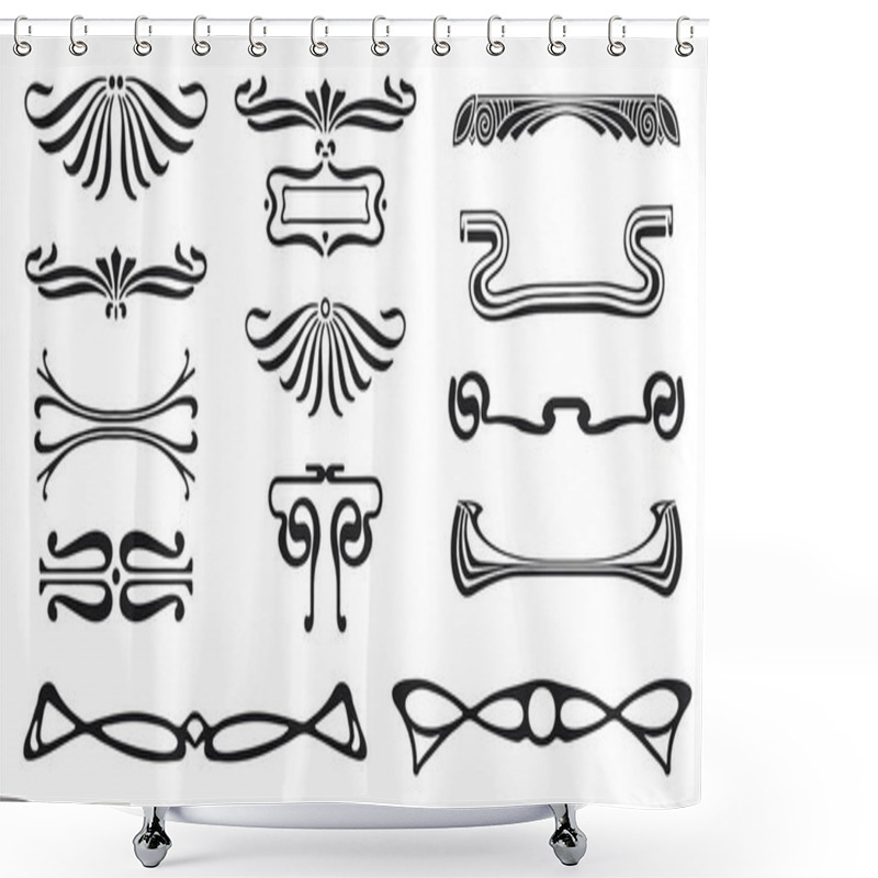 Personality  Divider With Style Art Nouveau Ornament Vector Set. Shower Curtains