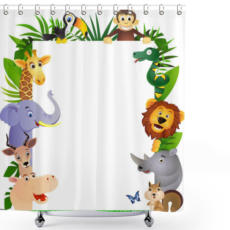 Personality  Funny Animal Cartoon Frame Shower Curtains