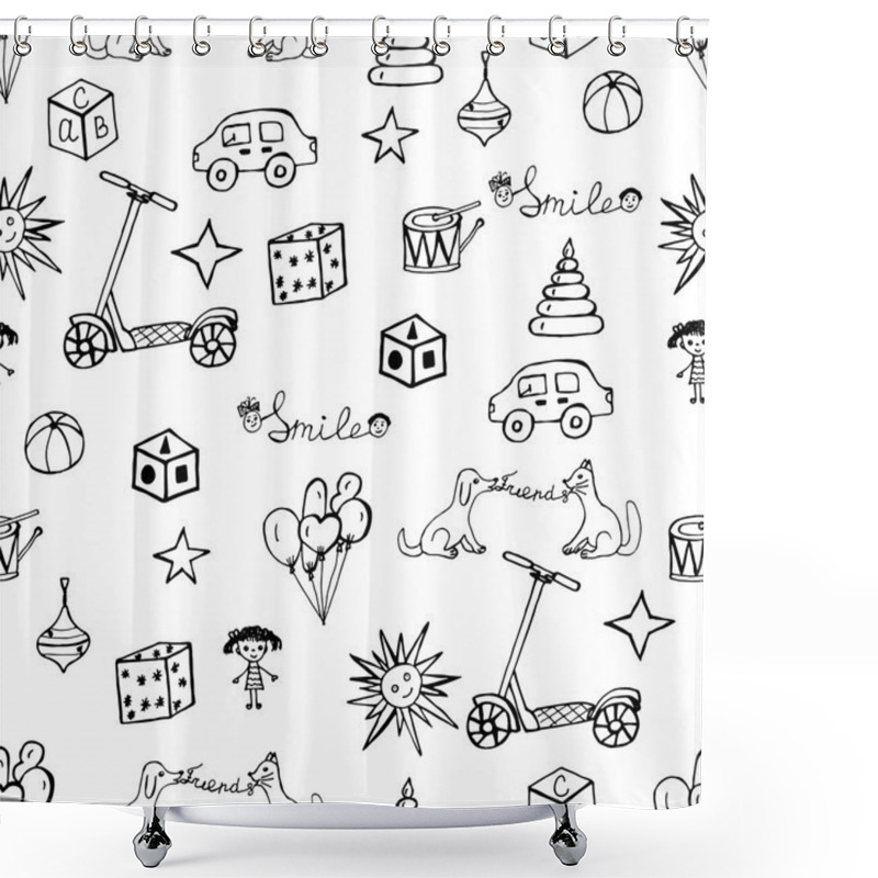 Personality  Vector Child Hand Drawn Pattern.  Shower Curtains