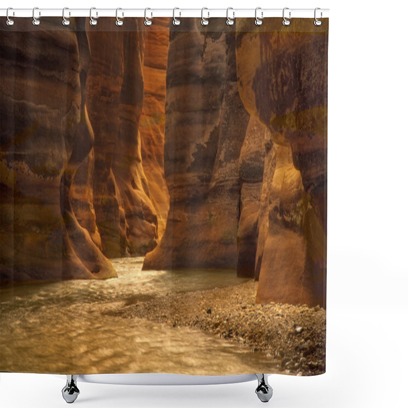 Personality  River Canyon In Wadi Mujib, Jordan Shower Curtains