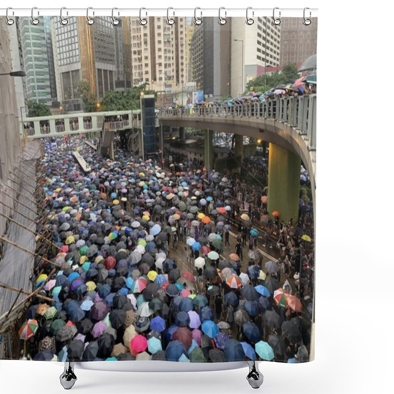 Personality  Hong Kong -18 August 2019: Million Of Protesters Go To Causeway Bay To The Rally Which Held By Civil Human Rights Front . Hk People Oppose A Controversial Extradition Bill Which May Include China. Shower Curtains