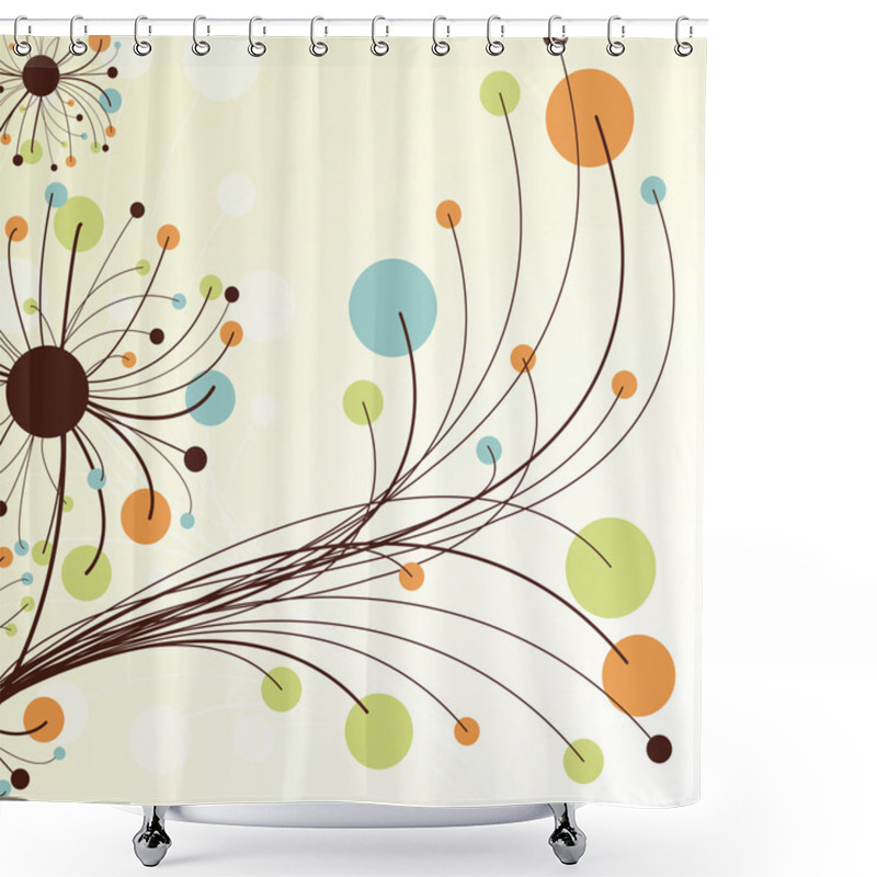 Personality  Retro Abstract Floral Backdrop. Shower Curtains