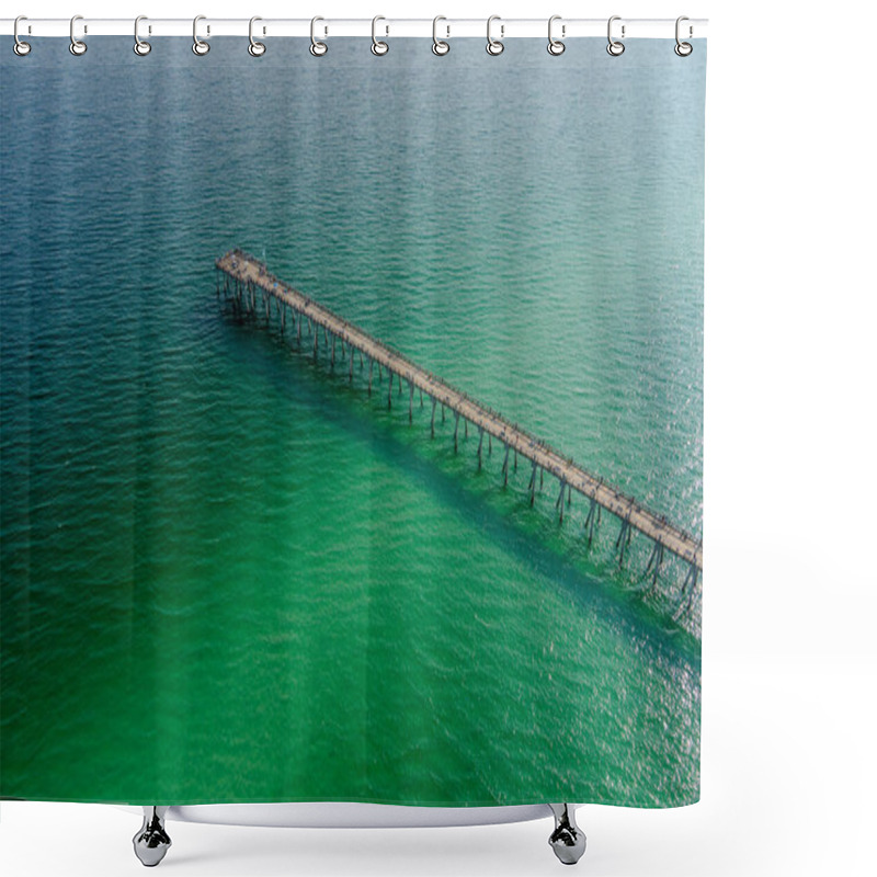 Personality  Aerial View Of The Pensacola, Florida Beach Pier Shower Curtains