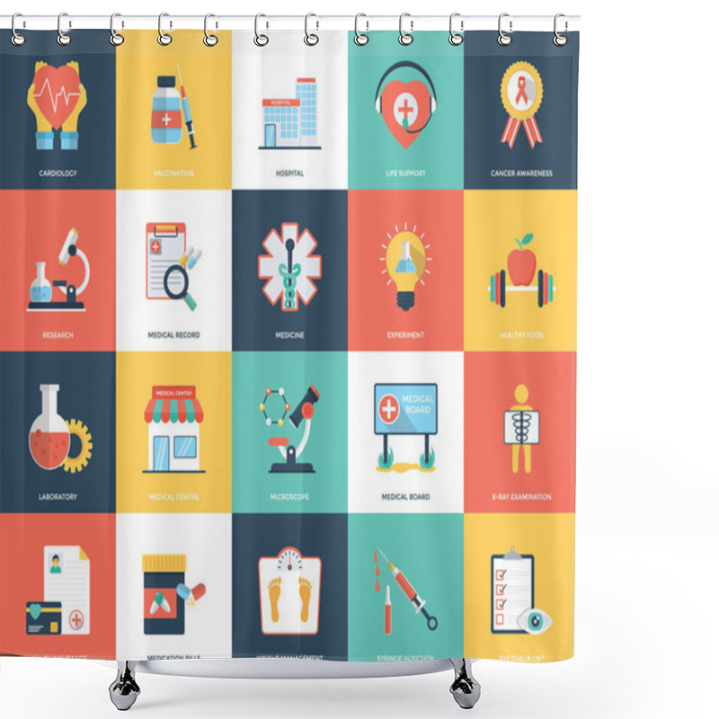 Personality  Flat Icons Of Medical And Health  Shower Curtains