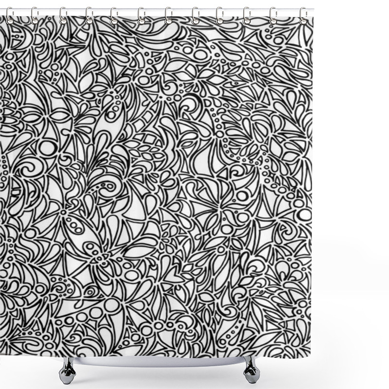 Personality  Doodle Black And White Monochrome Vector Background Shower Curtains