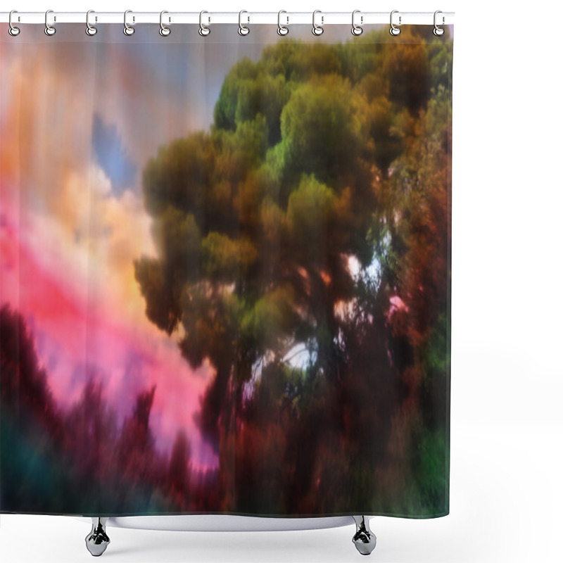 Personality  Abstract Painted Forest Landscape Shower Curtains