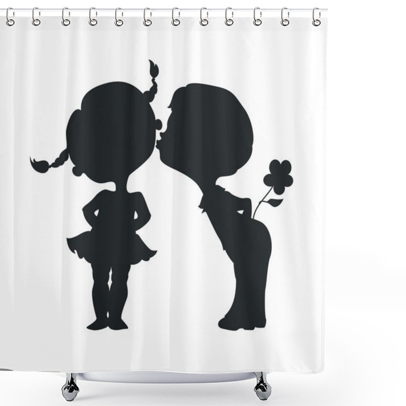 Personality  Silhouettes Of Kissing Boy And Girl Shower Curtains