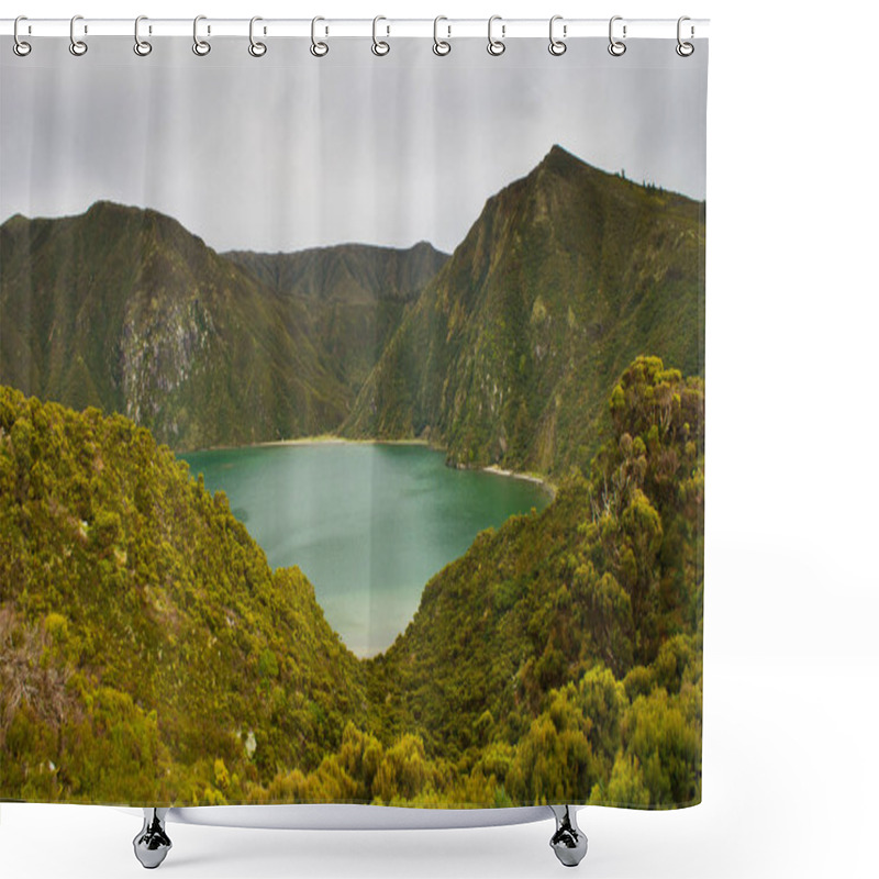 Personality  Lake On A Volcanic Island Shower Curtains