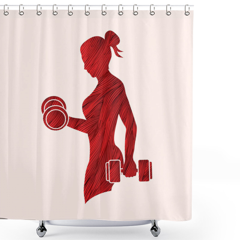 Personality  Woman Exercise With Dumbbell Shower Curtains