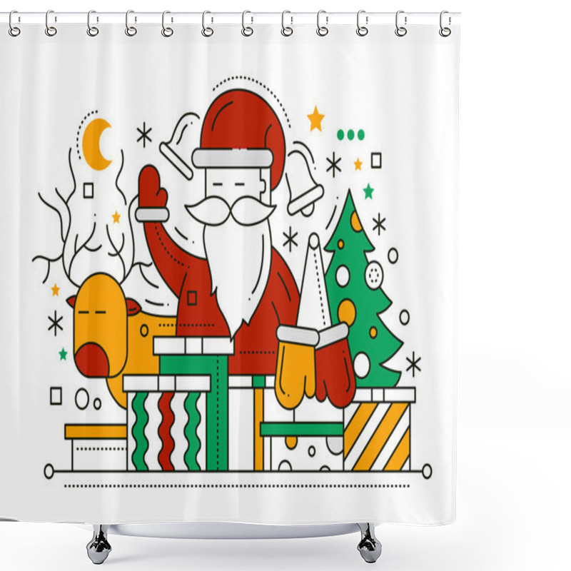 Personality  Merry Christmas - Line Design Card Shower Curtains