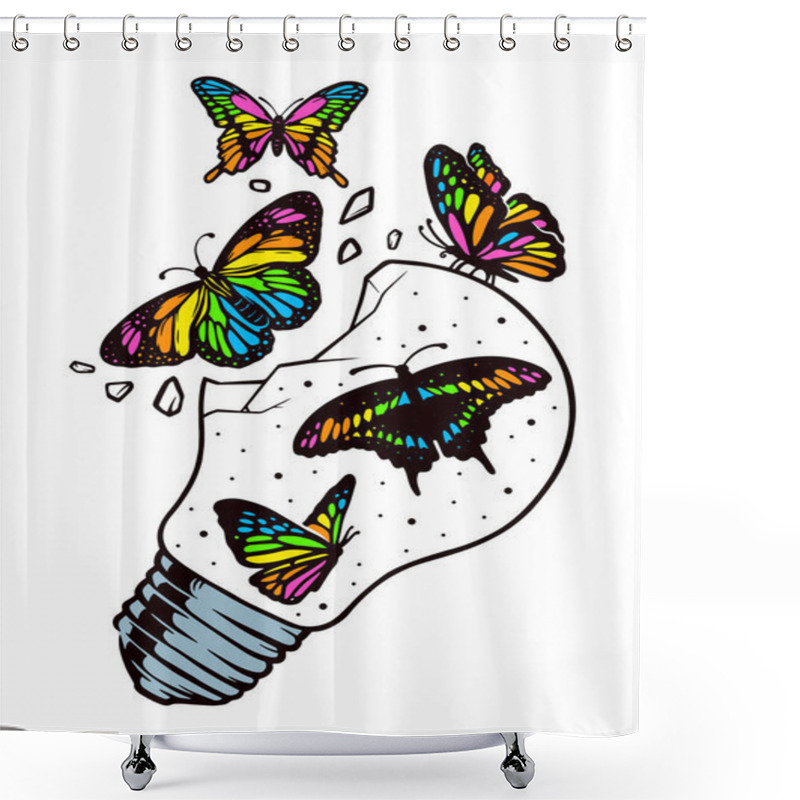 Personality  Butterflies Are Free To Fly Vector Illustration Shower Curtains