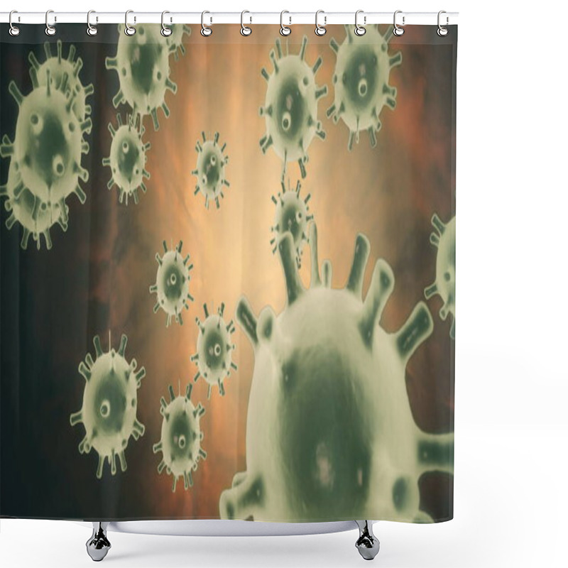 Personality  Virus And Bacteria Under Electron Microscope. Viral Epidemic Disease. Health Concept. Pathogens, Information On The New 2019-nCoV Coronovirus, SARS. The Epidemic In China Shower Curtains