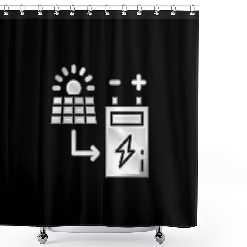 Personality  Battery Silver Plated Metallic Icon Shower Curtains