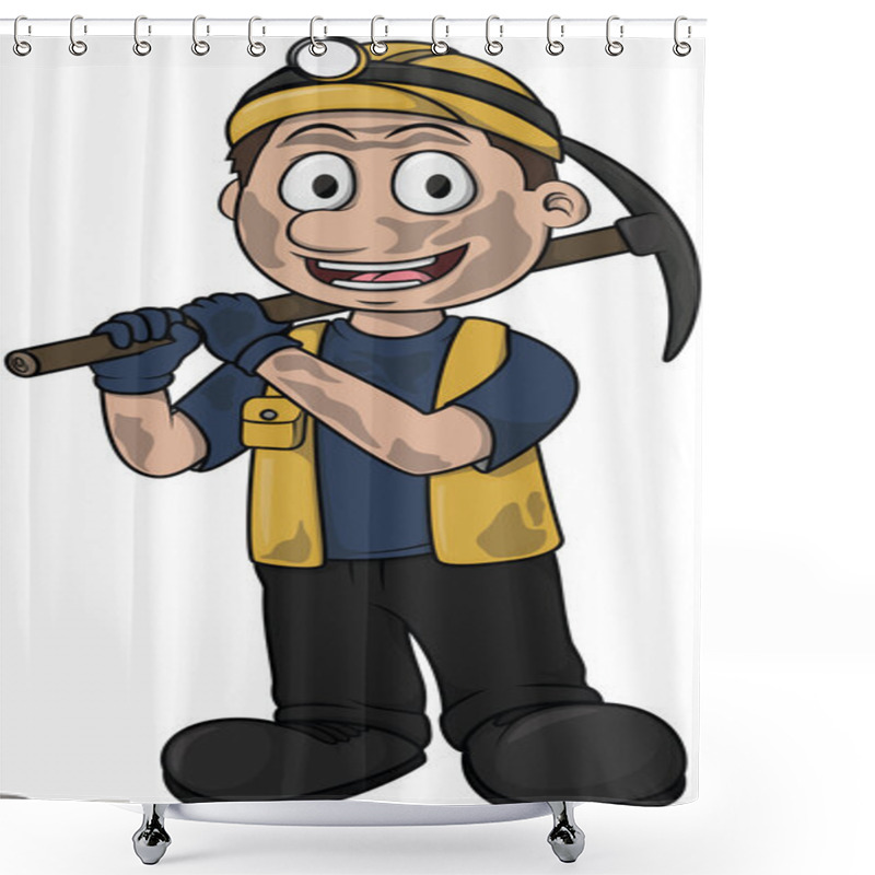 Personality  Coal Mining Worker Vector Cartoon Illustration Design Shower Curtains