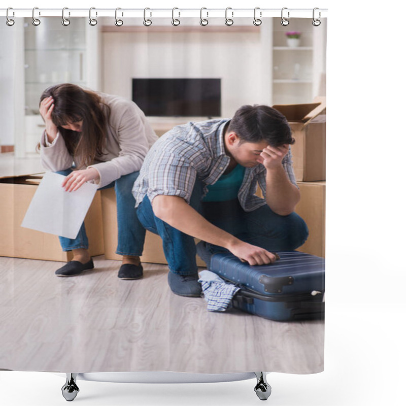 Personality  Young Couple Receiving Foreclosure Notice Letter Shower Curtains