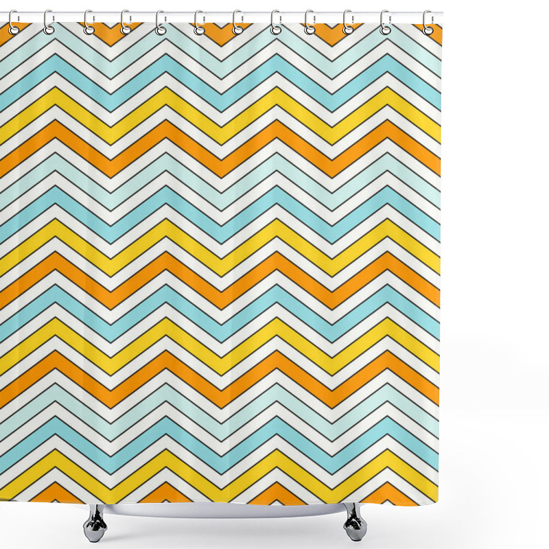 Personality  Chevron Stripes Background. Bright Seamless Pattern With Classic Geometric Ornament. Zigzag Horizontal Lines Wallpaper. Shower Curtains