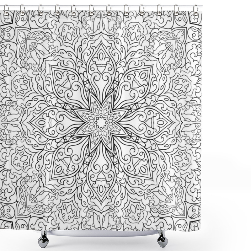 Personality  Abstract Vector Pattern. Filigree Ornament. Black And White Template For Textile, Shawl, Carpet.  Shower Curtains