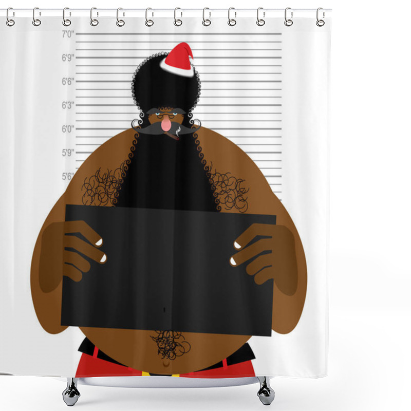 Personality  African American Santa At Police Station. Mugshot Black Santa Ga Shower Curtains