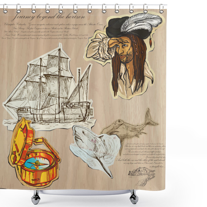 Personality  Pirates - Journey Beyond The Horizon Shower Curtains