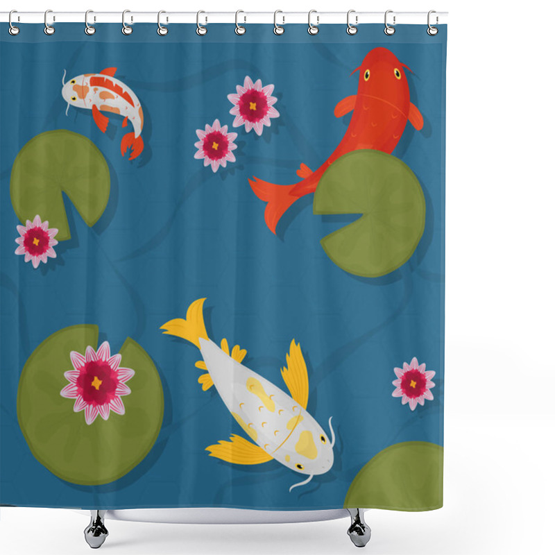 Personality  Pond With Koi Carps Shower Curtains