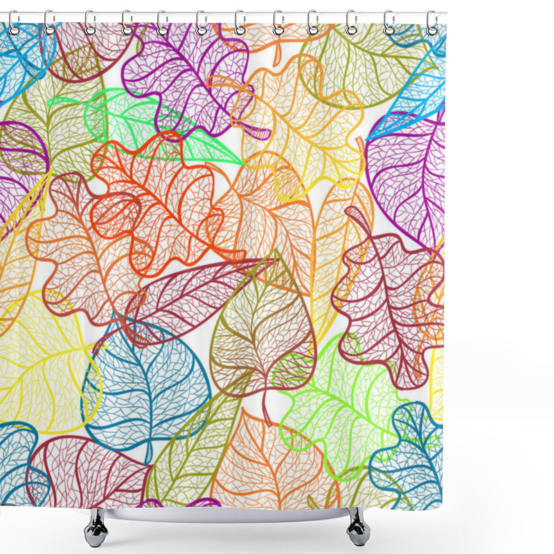 Personality  Autumn Transparent Leaves Pattern Background Shower Curtains