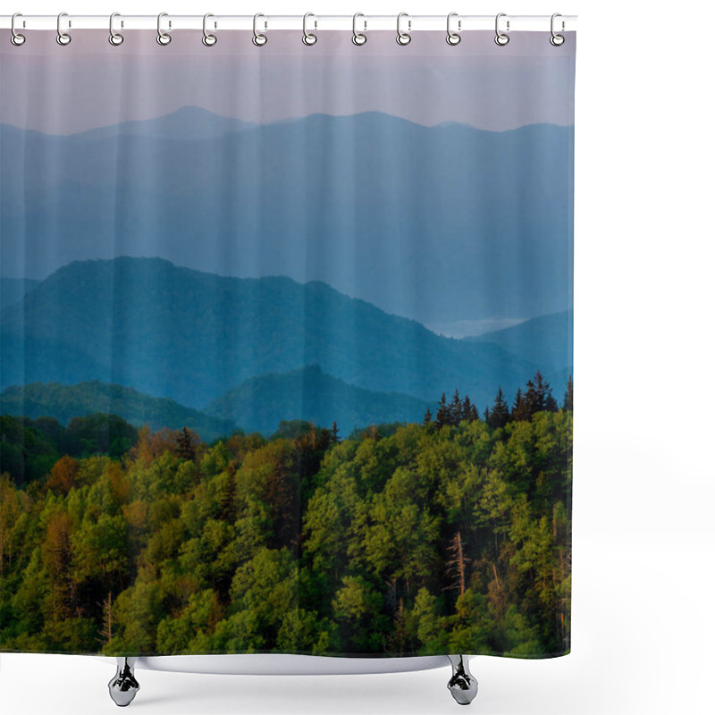 Personality  Layers Of The Smokies At Sunrise From Newfound Gap Shower Curtains