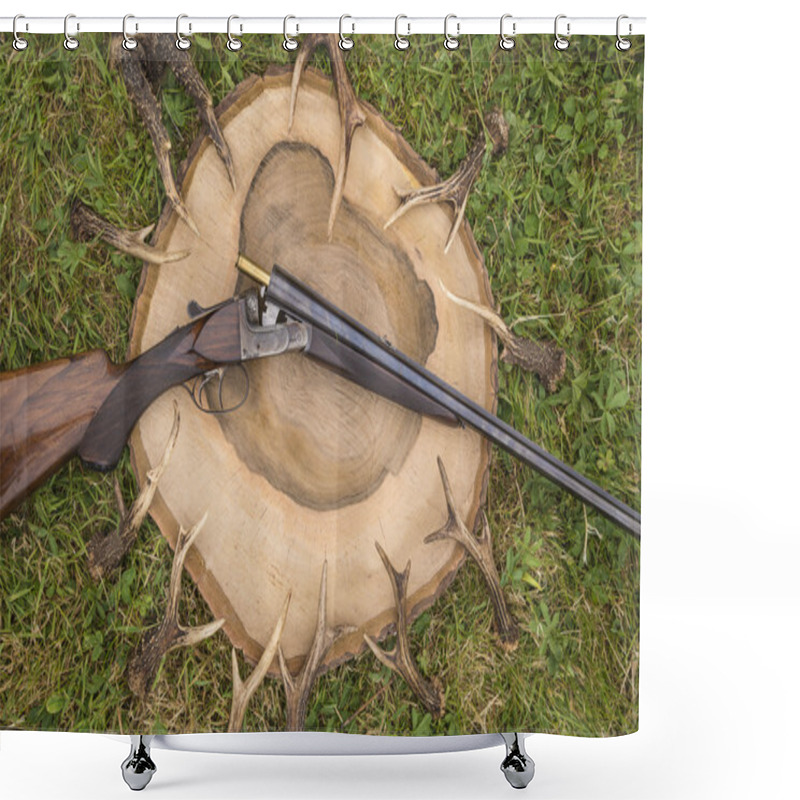 Personality  Hunting Gun And Antlers Shower Curtains