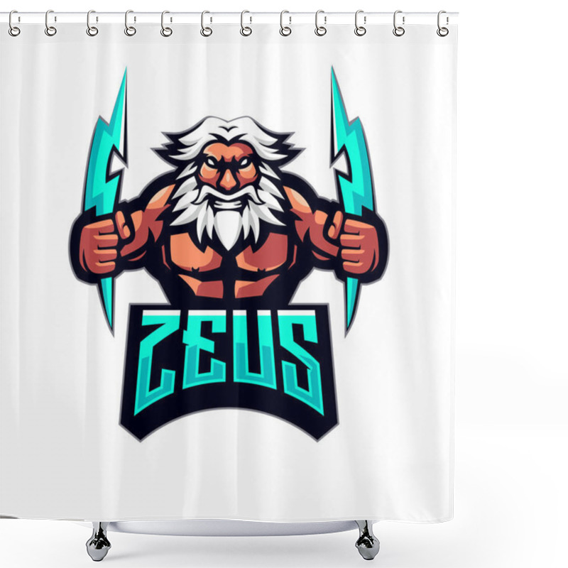 Personality  Zeus Athletic Club Vector Logo Concept Isolated On White Background. Modern Sport Team Mascot Badge Design. Esports Team Logo Template With Greek God Vector Illustration Shower Curtains