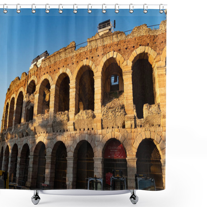 Personality  Verona, Italy - September 5, 2018: The Verona Arena, A Roman Amphitheatre In Piazza Bra In Verona, Italy Built In The First Century Shower Curtains