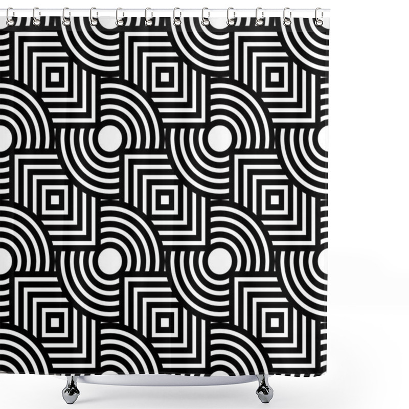 Personality  Seamless Geometric Pattern, Simple Vector Black And White Stripe Shower Curtains