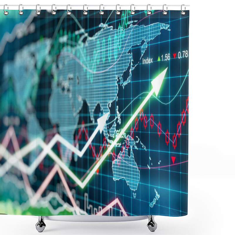 Personality  Business Chart With World Map Shower Curtains