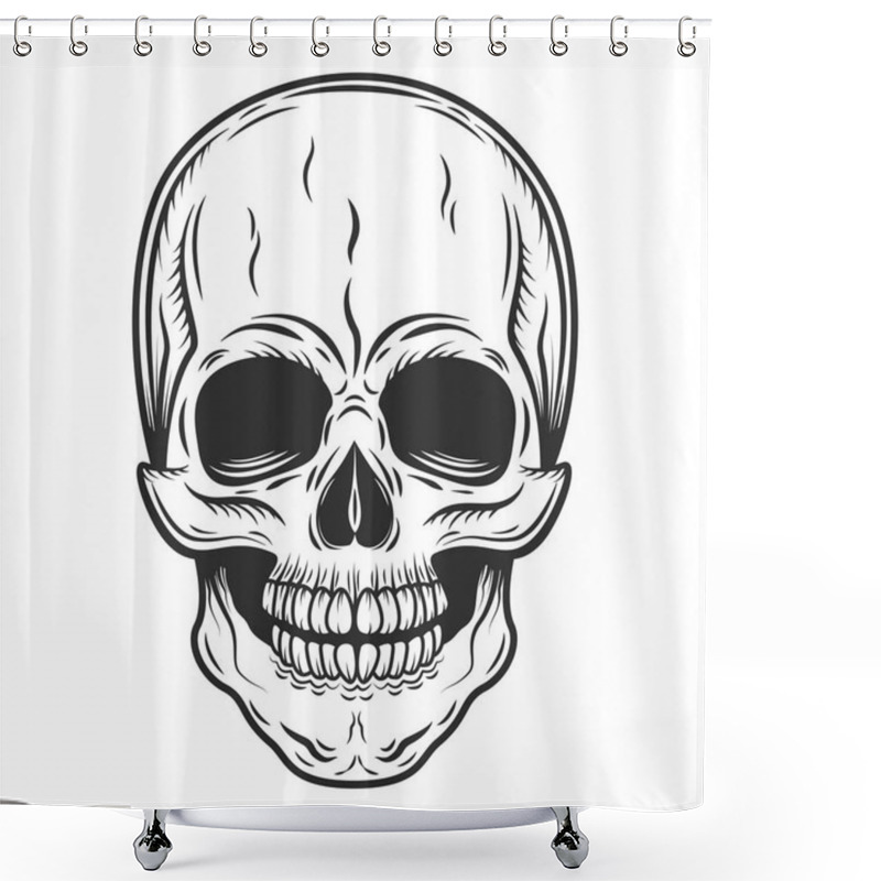 Personality  Skull Monochrome Style Isolated Vector On White Background Shower Curtains