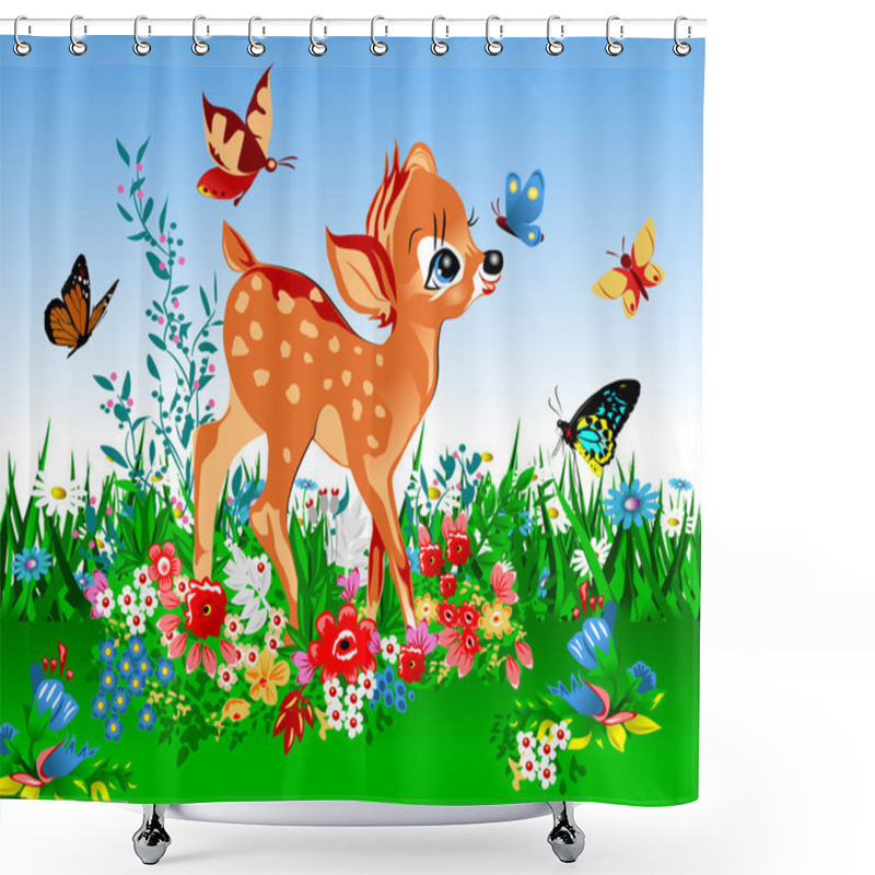 Personality  Smallest Deer In The Spring Shower Curtains