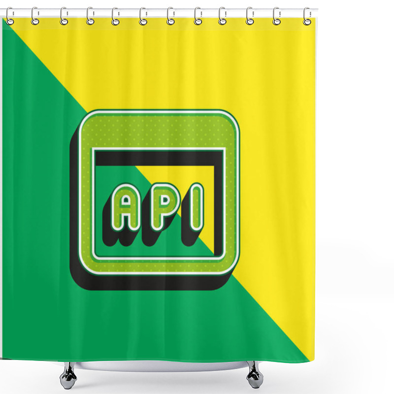 Personality  Application Green And Yellow Modern 3d Vector Icon Logo Shower Curtains