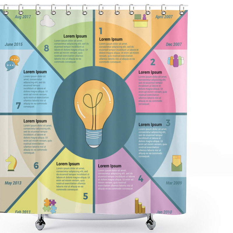 Personality  Business Timeline Infographic With Business Icons Shower Curtains