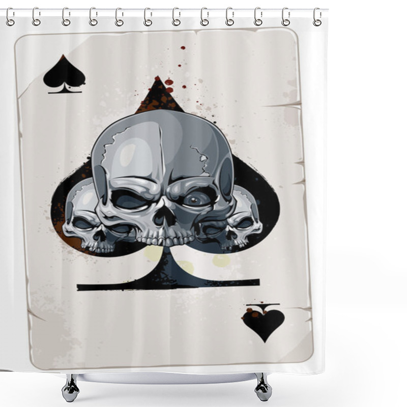 Personality  The Ace Card With Abstract Heart Skull Shower Curtains