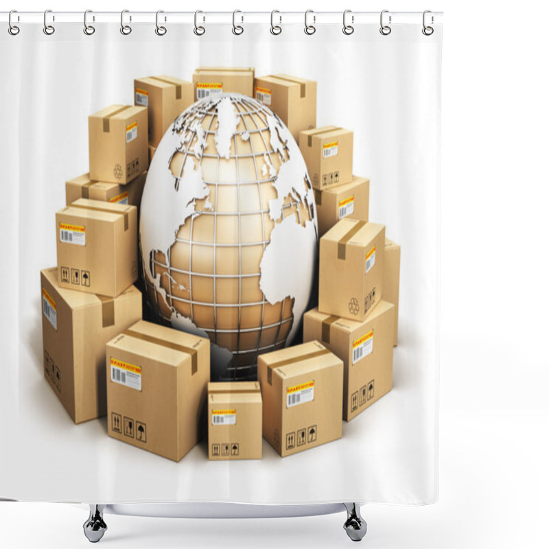 Personality  Global Shipping And Worldwide Logistics Concept Shower Curtains